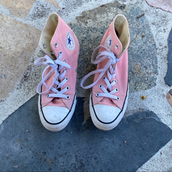 pastel pink converse high tops